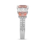 ETERNAL BLUSH COLLECTION LADIES RING 4 1/3CT ROUND/PRINCESS/EMERALD DIAMOND 14K WHITE GOLD (PINK EMERALD DIAMOND 3CT) - Image 3
