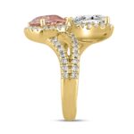ETERNAL BLUSH COLLECTION LADIES RING 4 3/4CT ROUND/PEAR DIAMOND 14K YELLOW GOLD (CENTER STONE PINK PEAR DIAMOND 2CT) - Image 3