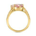 ETERNAL BLUSH COLLECTION LADIES RING 4CT ROUND/EMERALD/PEAR DIAMOND 14K YELLOW GOLD (CENTER STONE PINK EMERALD DIAMOND 1CT / PINK PEAR DIAMOND 1 1/2CT - Image 2