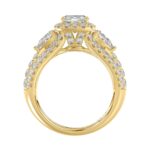Ladies 14K Yellow Gold 3 1/2CT Featuring Fashion Ring  with Round, Pear & Cushion Diamond 2.00CT  Cushion  Center stone (Color F-G -Clarity VS1/VS2) - Image 2