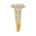 Ladies 14K Yellow Gold 3 1/2CT Featuring Fashion Ring  with Round, Pear & Cushion Diamond 2.00CT  Cushion  Center stone (Color F-G -Clarity VS1/VS2) - Image 3