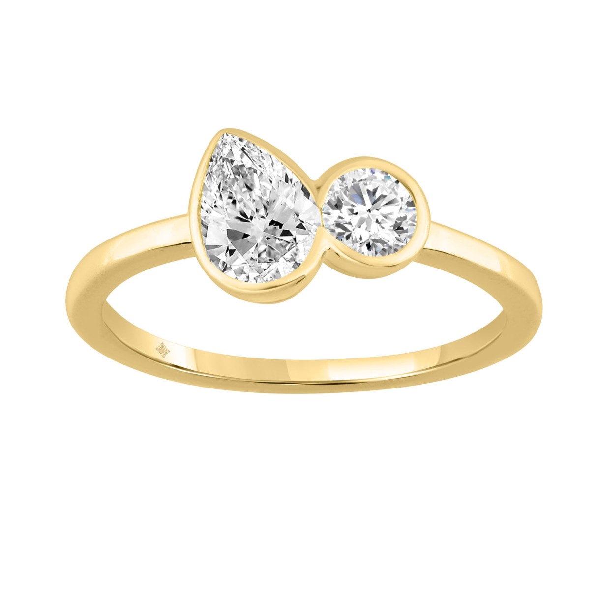 Ladies 3/4 CT Collection Linked Hearts Lab-Grown Diamond Engagement Ring in 10K Yellow Gold Pear & Round Cut Diamond (Color F-G Clarity VS1/VS2) - Image 1