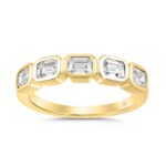 LADIES BAND 1CT EMERALD DIAMOND 14K YELLOW GOLD