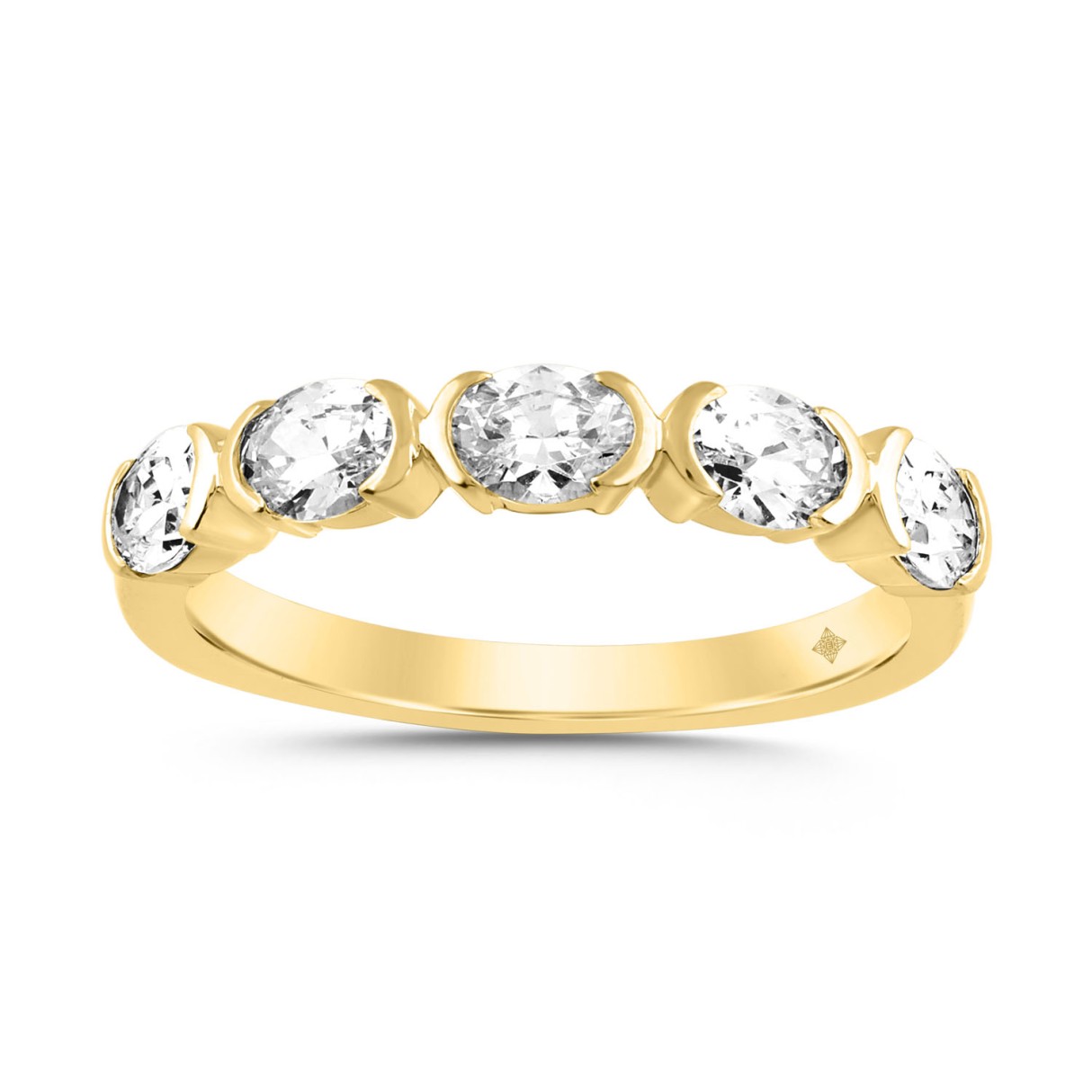 LADIES BAND 1CT OVAL DIAMOND 14K YELLOW GOLD - Image 1