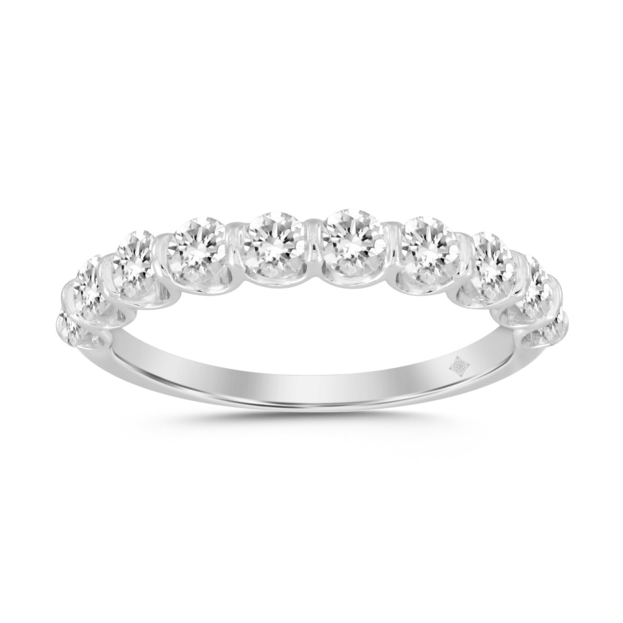 LADIES BAND 1CT ROUND DIAMOND 14K WHITE GOLD - Image 1