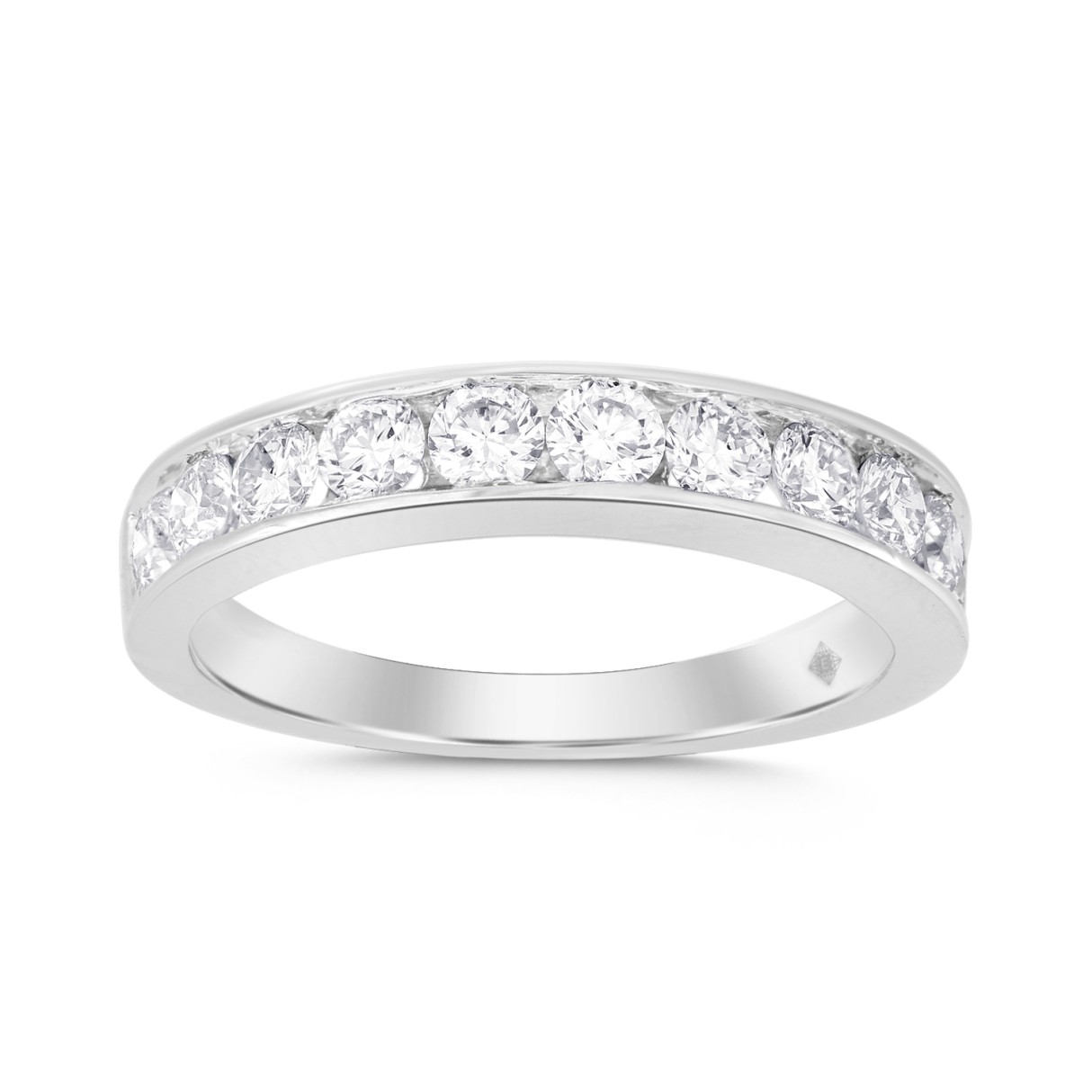 LADIES BAND 1CT ROUND DIAMOND 14K WHITE GOLD - Image 1