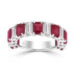 LADIES BAND 2CT ROUND/EMERALD/RUBY DIAMOND 14K WHITE GOLD