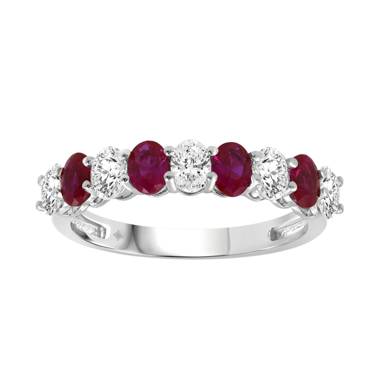 LADIES BAND 3/4CT ROUND/OVAL RUBY DIAMOND 14K WHITE GOLD (OVAL RUBY DIAMOND 1CT ) - Image 1