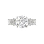 LADIES BRIDAL RING 4 3/4CT ROUND/EMERALD DIAMOND 14K WHITE GOLD (CENTER STONE ROUND DIAMOND 3.00CT) - Image 2