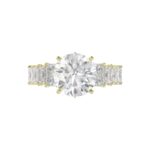 LADIES BRIDAL RING 4 3/4CT ROUND/EMERALD DIAMOND 14K YELLOW GOLD (CENTER STONE ROUND DIAMOND 3.00CT) - Image 2