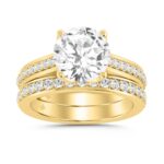 LADIES BRIDAL SET 2CT ROUND DIAMOND 14K YELLOW GOLD (CENTER STONE ROUND DIAMOND 1 1/2CT )