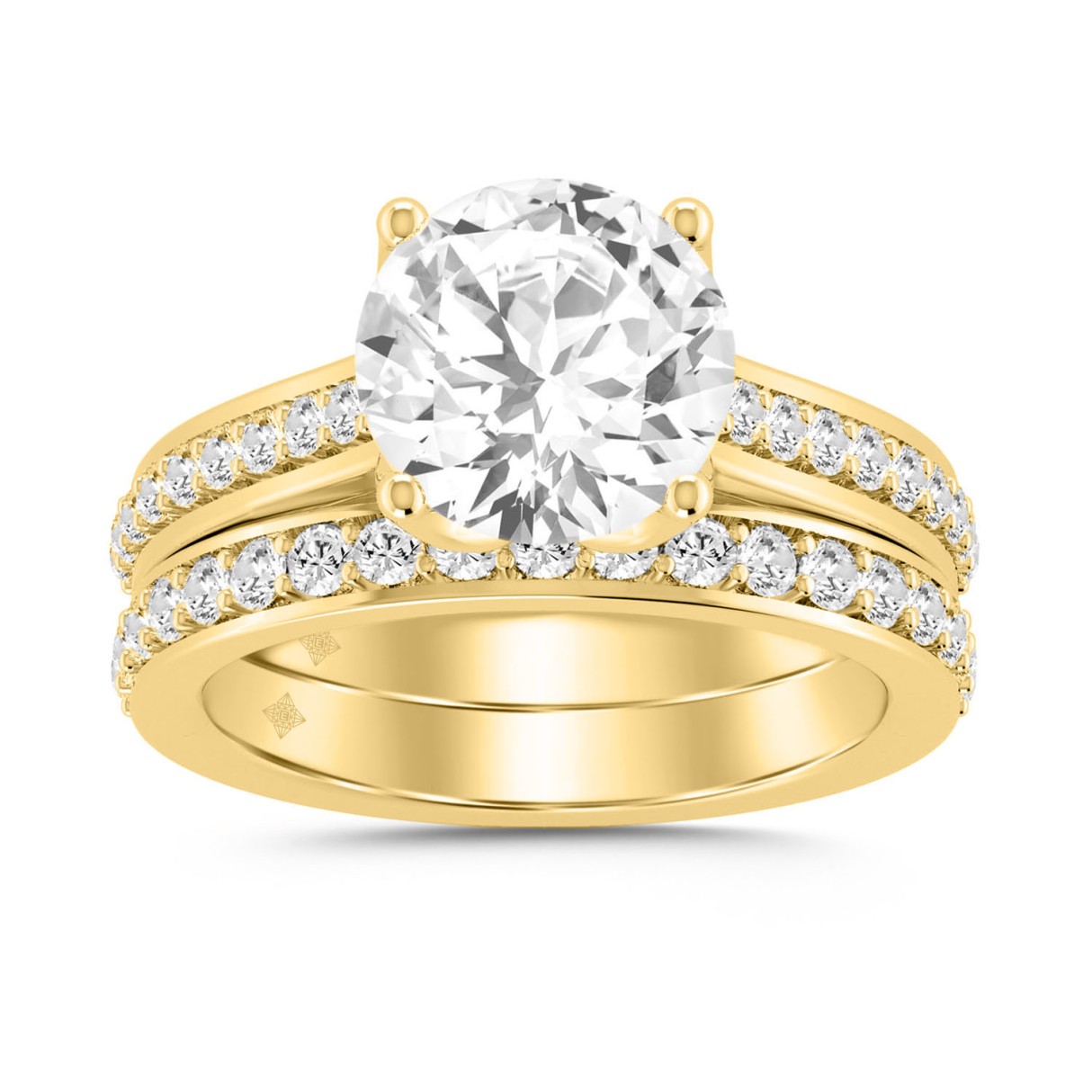 LADIES BRIDAL SET 2CT ROUND DIAMOND 14K YELLOW GOLD (CENTER STONE ROUND DIAMOND 1 1/2CT ) - Image 1