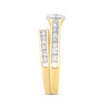 LADIES BRIDAL SET 2CT ROUND DIAMOND 14K YELLOW GOLD (CENTER STONE ROUND DIAMOND 1CT ) - Image 3