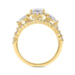 LADIES BRIDAL SET 2CT ROUND/PRINCESS/PEAR  DIAMOND 14K YELLOW GOLD (CENTER STONE PRINCESS DIAMOND 1CT ) - Image 2