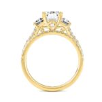 LADIES BRIDAL SET 3 1/4CT ROUND/EMERALD/CADLILAC DIAMOND 14K YELLOW GOLD (CENTER STONE EMERALD DIAMOND 2CT ) - Image 4