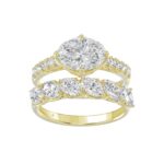 LADIES BRIDAL SET 3 3/4CT ROUND/OVAL DIAMOND 14K YELLOW GOLD (CENTER STONE OVAL DIAMOND 2.00CT)