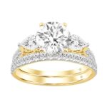 LADIES BRIDAL SET 3CT ROUND/PEAR DIAMOND 14K YELLOW GOLD (CENTER STONE ROUND DIAMOND 2CT )