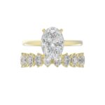LADIES BRIDAL SET 4 1/2CT ROUND/OVAL DIAMOND 14K YELLOW GOLD (CENTER STONE OVAL DIAMOND 3.00CT) - Image 5