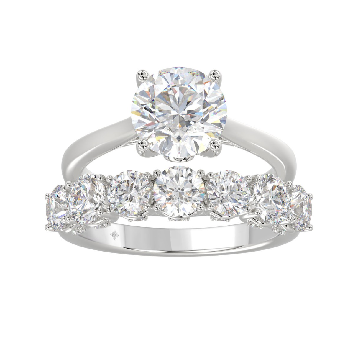 LADIES BRIDAL SET 4.00CT ROUND DIAMOND 14K WHITE GOLD (CENTER STONE ROUND DIAMOND 2.00CT) - Image 1