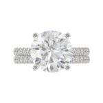 LADIES BRIDAL SET 5 1/2CT ROUND DIAMOND 14K WHITE GOLD (CENTER STONE ROUND DIAMOND 5CT ) - Image 5