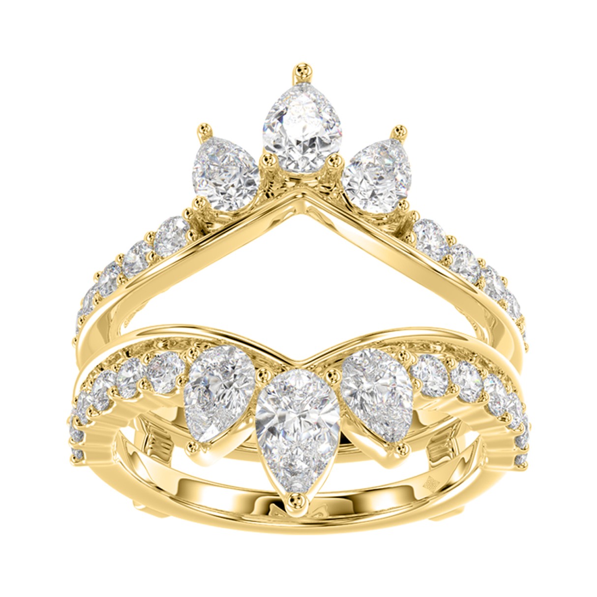 LADIES ENHANCERS RING 1 3/4CT ROUND/PEAR/DIAMOND 14K YELLOW GOLD - Image 1