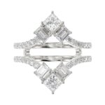 LADIES ENHANCERS RING 1 3/4CT ROUND/PRINCESS/EMERALD DIAMOND 14K WHITE GOLD - Image 3