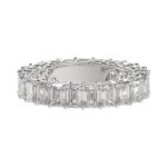 LADIES ETERNITY BAND 3CT EMERALD DIAMOND 14K WHITE GOLD - Image 2