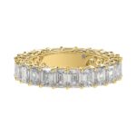 LADIES ETERNITY BAND 3CT EMERALD DIAMOND 14K YELLOW GOLD - Image 2