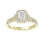 LADIES RING 1 1/2CT ROUND/EMERALD DIAMOND 14K YELLOW GOLD (CENTER STONE EMERALD DIAMOND 1CT)