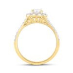 LADIES RING 1 1/2CT ROUND/OVAL DIAMOND 14K YELLOW GOLD (CENTER STONE OVAL DIAMOND 1CT) - Image 2