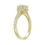 LADIES RING 1 1/2CT ROUND/OVAL DIAMOND 14K YELLOW GOLD (CENTER STONE OVAL DIAMOND 1CT) - Image 3