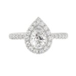 LADIES RING 1 1/2CT ROUND/PEAR DIAMOND 14K WHITE GOLD (CENTER STONE PEAR DIAMOND 1CT) - Image 4