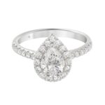 LADIES RING 1 1/2CT ROUND/PEAR DIAMOND 14K WHITE GOLD (CENTER STONE PEAR DIAMOND 1CT) - Image 5