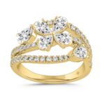 LADIES RING 1 1/2CT ROUND/PEAR DIAMOND 14K YELLOW GOLD