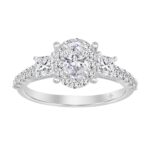 LADIES RING 1 1/4CT OVAL/PRINCESS/ROUND DIAMOND 14K WHITE GOLD (CENTER STONE OVAL DIAMOND 3/8CT)