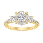 LADIES RING 1 1/4CT OVAL/PRINCESS/ROUND DIAMOND 14K YELLOW GOLD (CENTER STONE OVAL DIAMOND 3/8CT)