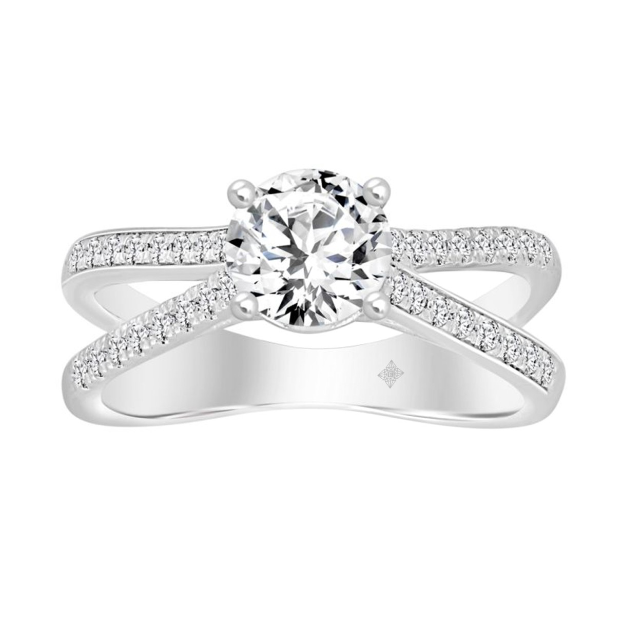 LADIES RING 1 1/4CT ROUND DIAMOND 14K WHITE GOLD - Image 1