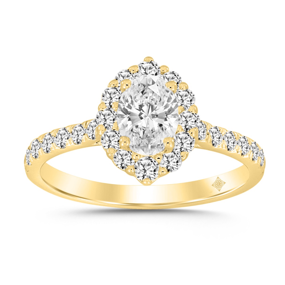 LADIES RING 1 1/4CT ROUND/OVAL DIAMOND 14K YELLOW GOLD (CENTER STONE OVAL DIAMOND 5/8CT) - Image 1