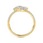 LADIES RING 1 1/4CT ROUND/PEAR DIAMOND 18K YELLOW GOLD - Image 2