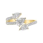 LADIES RING 1 1/4CT ROUND/PEAR DIAMOND 18K YELLOW GOLD - Image 5