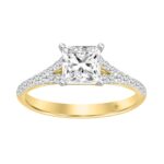 LADIES RING 1 1/4CT ROUND/PRINCESS DIAMOND 14K YELLOW GOLD (CENTER STONE PRINCESS DIAMOND 1CT)