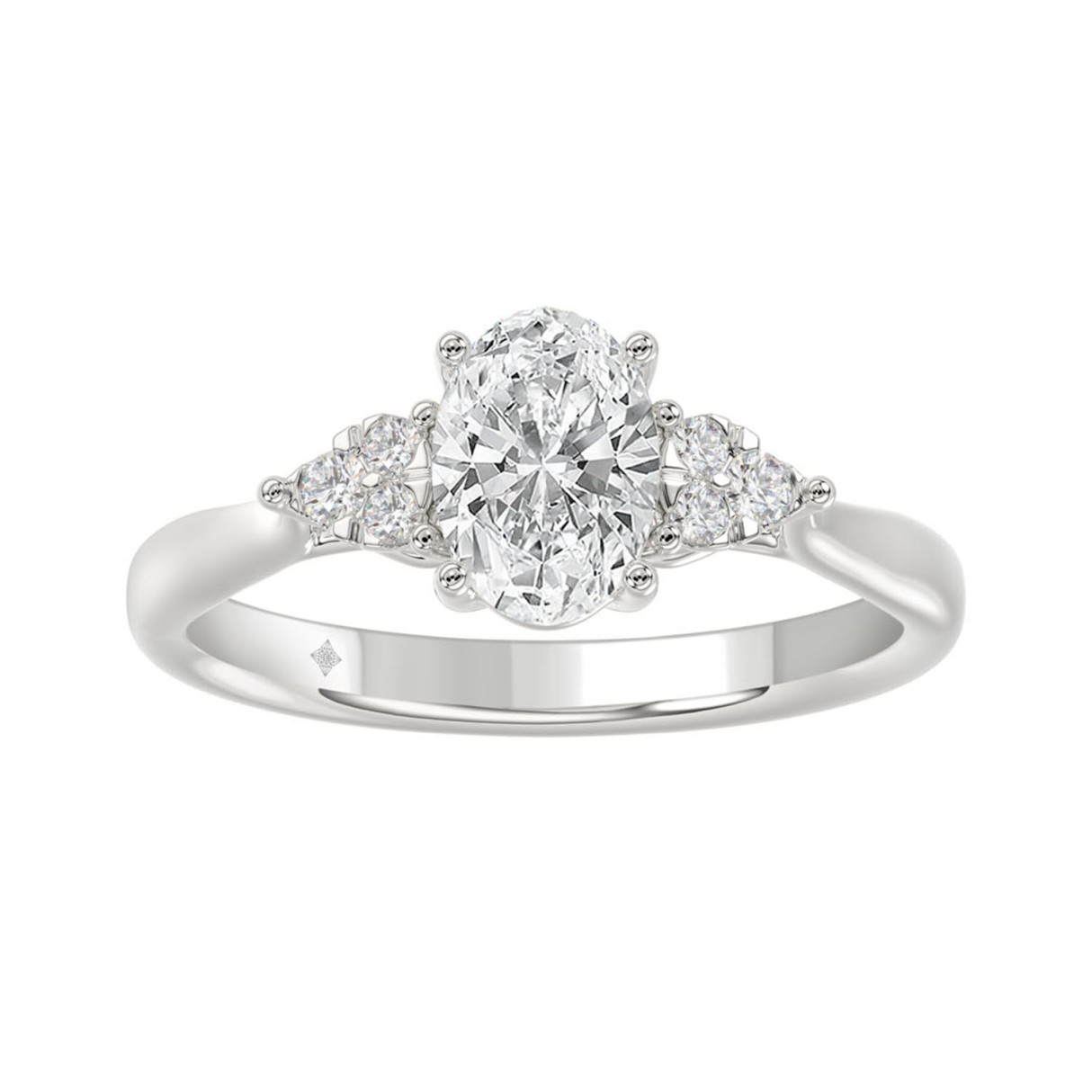 LADIES RING 1 1/8CT ROUND/OVAL DIAMOND 14K WHITE GOLD (CENTER STONE OVAL DIAMOND 1CT ) - Image 1