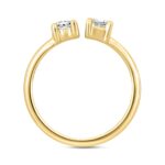 LADIES RING 1CT EMERALD/PEAR DIAMOND 14K YELLOW GOLD - Image 2