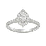 LADIES RING 1CT ROUND/PEAR DIAMOND 14K WHITE GOLD (CENTER STONE PEAR DIAMOND 1/2CT)
