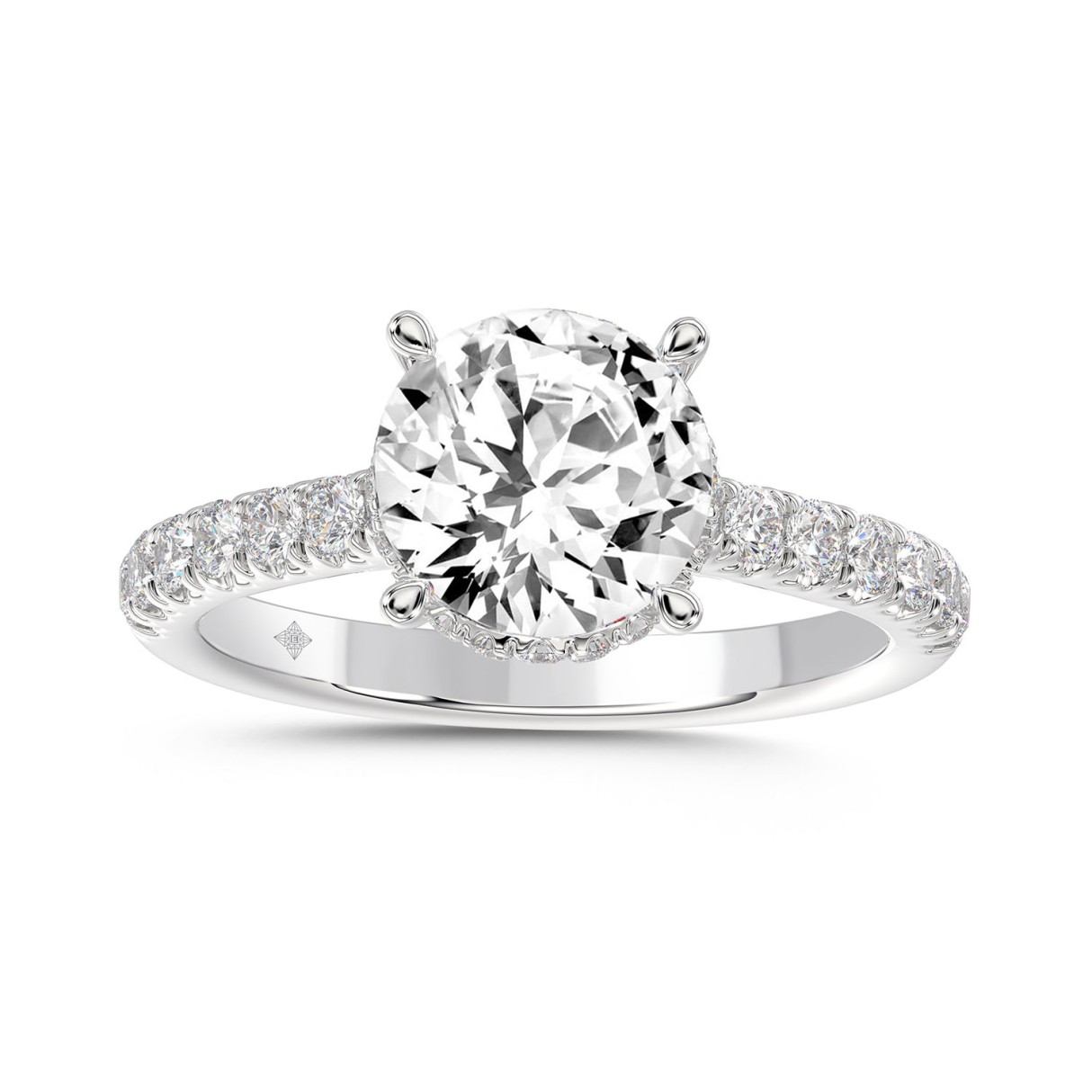 LADIES RING 2 1/2CT ROUND DIAMOND 14K WHITE GOLD (CENTER STONE ROUND DIAMOND 2CT ) - Image 1
