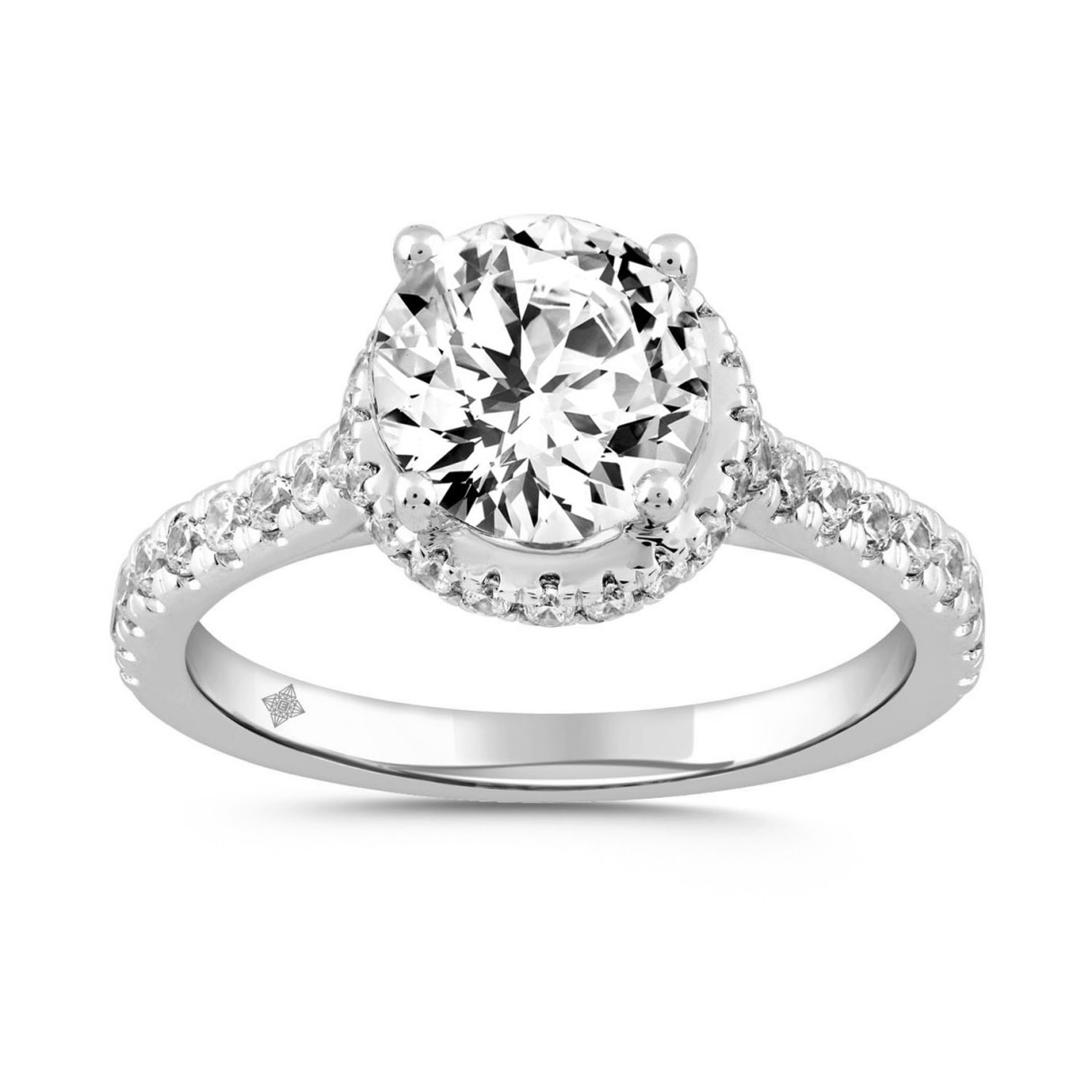 LADIES RING 2 1/2CT ROUND DIAMOND 14K WHITE GOLD (CENTER STONE ROUND DIAMOND 2CT ) - Image 1