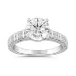 LADIES RING 2 1/2CT ROUND/BAGUETTE DIAMOND 14K WHITE GOLD (CENTER STONE ROUND DIAMOND 2.00CT)