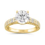 LADIES RING 2 1/2CT ROUND/BAGUETTE DIAMOND 14K YELLOW GOLD (CENTER STONE ROUND DIAMOND 2.00CT)