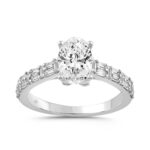 LADIES RING 2 1/2CT ROUND/BAGUETTE/OVAL DIAMOND 14K WHITE GOLD (CENTER STONE OVAL DIAMOND 2.00CT)