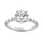 LADIES RING 2 1/2CT ROUND/BAGUETTE/OVAL DIAMOND 14K WHITE GOLD (CENTER STONE OVAL DIAMOND 2.00CT)